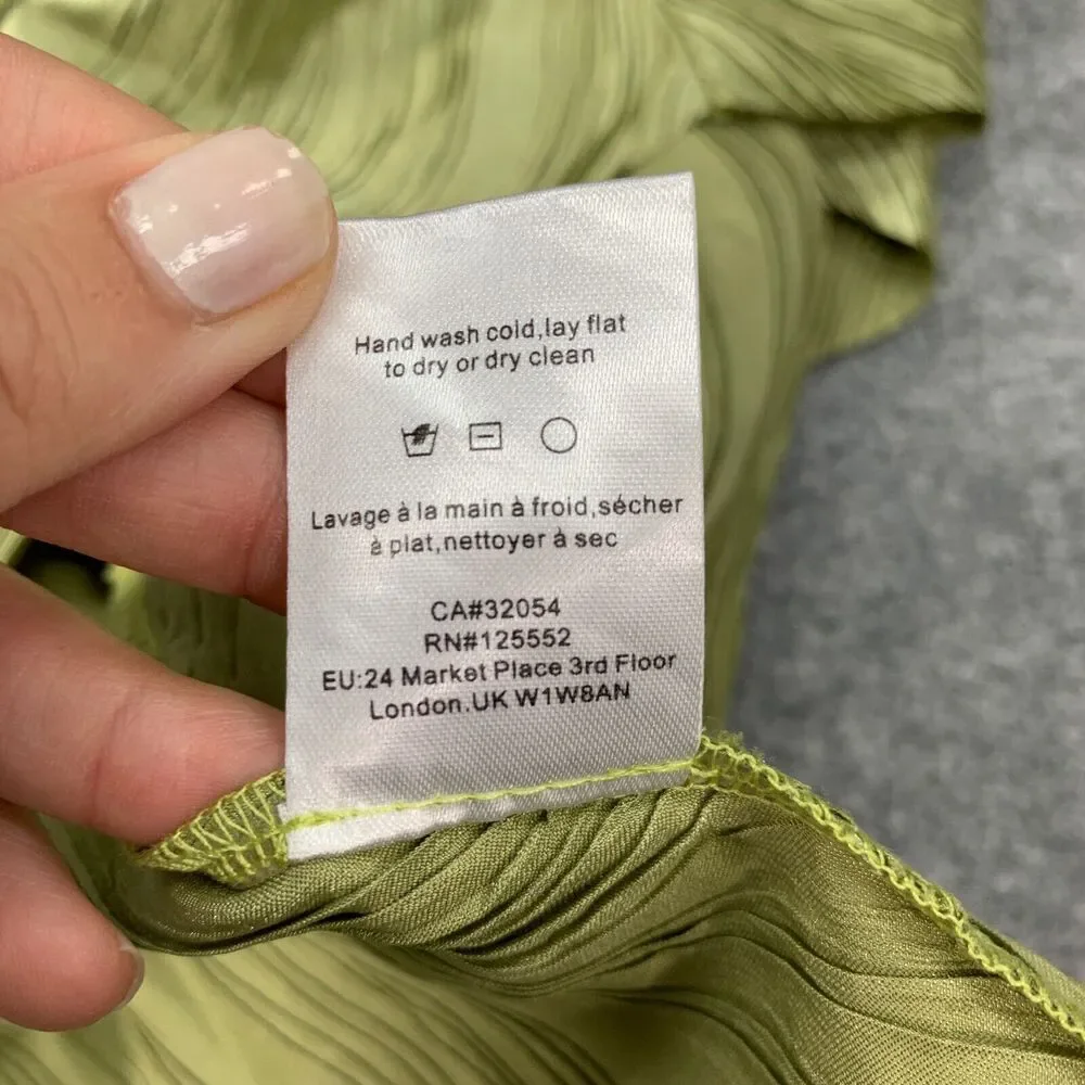 Anthropologie Dolan Tank Top Womens XL Green Pleated One Shoulder Asymmetric Hem